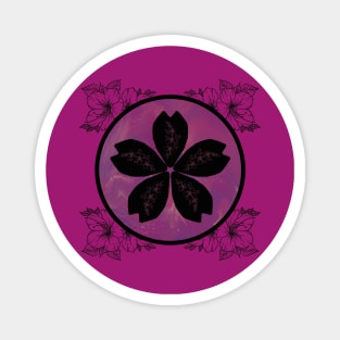 Black/Pink Flower Pattern Magnet
